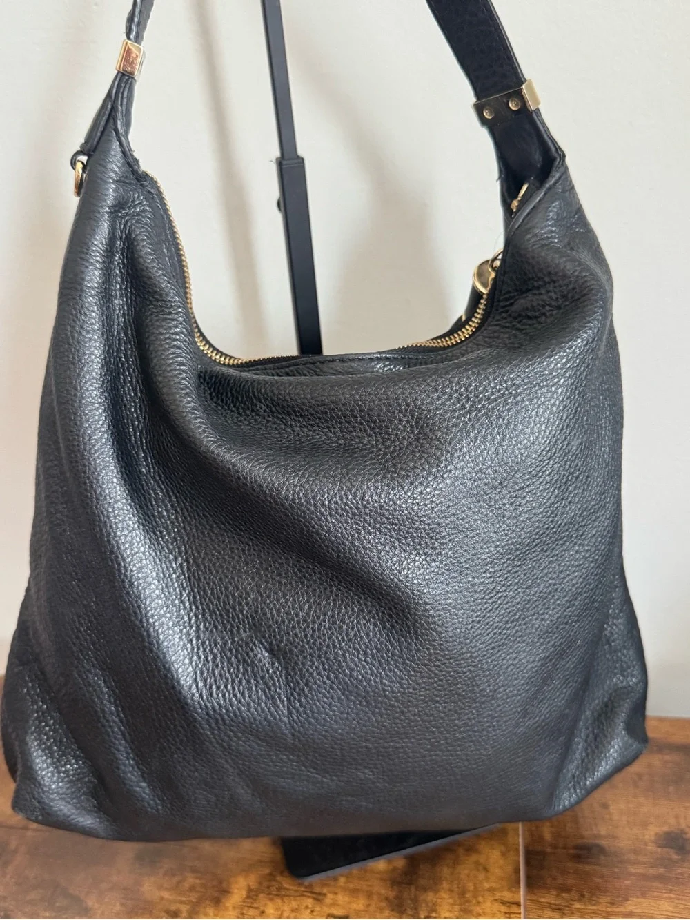 Michael Kors Black Leather Tassel Hobo Shoulder Bag